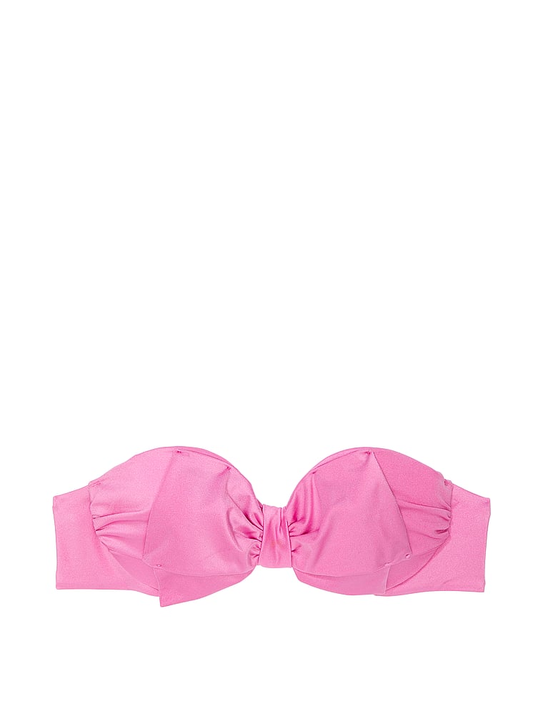 Victoria's Secret, Victoria's Secret Swim VS Archives Bow Bandeau Strapless Bikini Top, New Peony, offModelFront, 3 of 3