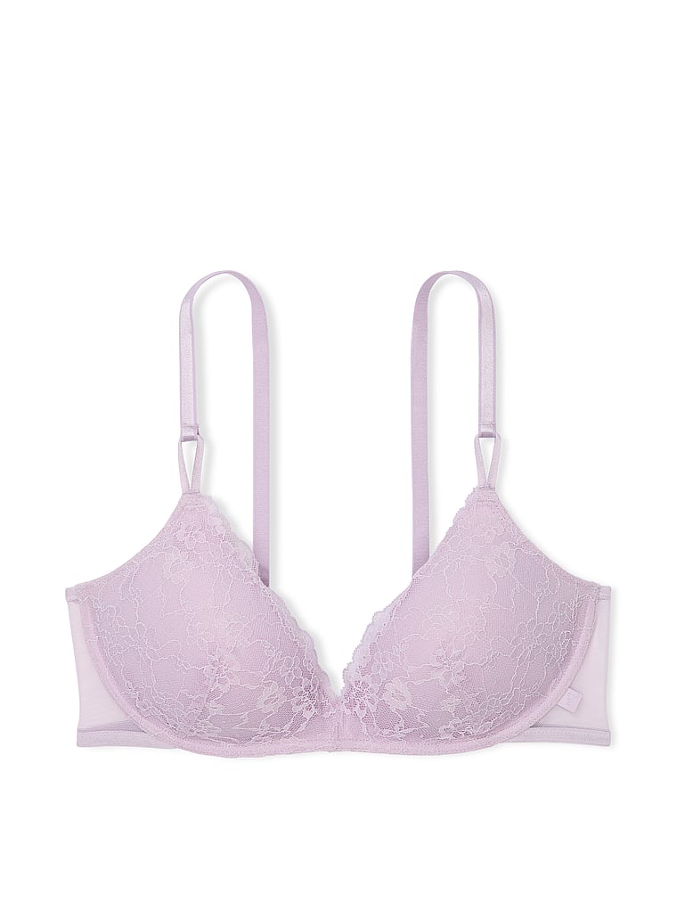 Victoria's Secret, Victoria's Secret Sexy Tee Posey Lace Wireless Push-Up Bra, Hope Lilac, offModelFront, 3 of 3