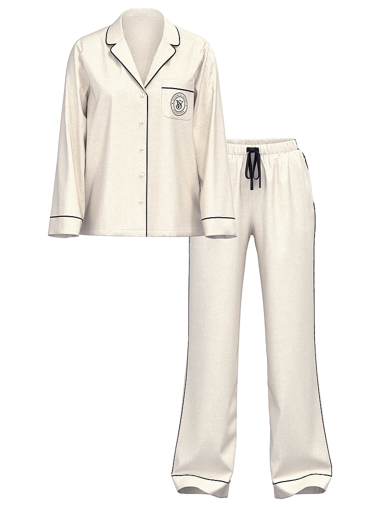 Signature Satin Bow Stripe Long Pajama Set