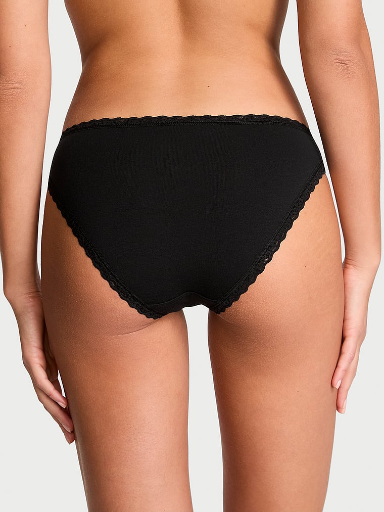Victoria's Secret, Lace Trim Cotton Shadow Stripe Lace-Waist Bikini Panty, Aries, onModelBack, 2 of 3 Alana is 5'10" and wears Small