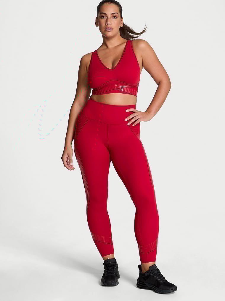 Victoria's Secret, VSX VSX Elevate™ Refined Contours Legging, Red Lacquer, onModelFront, 1 of 3 Lorena is 5'9" or 175cm and wears Large