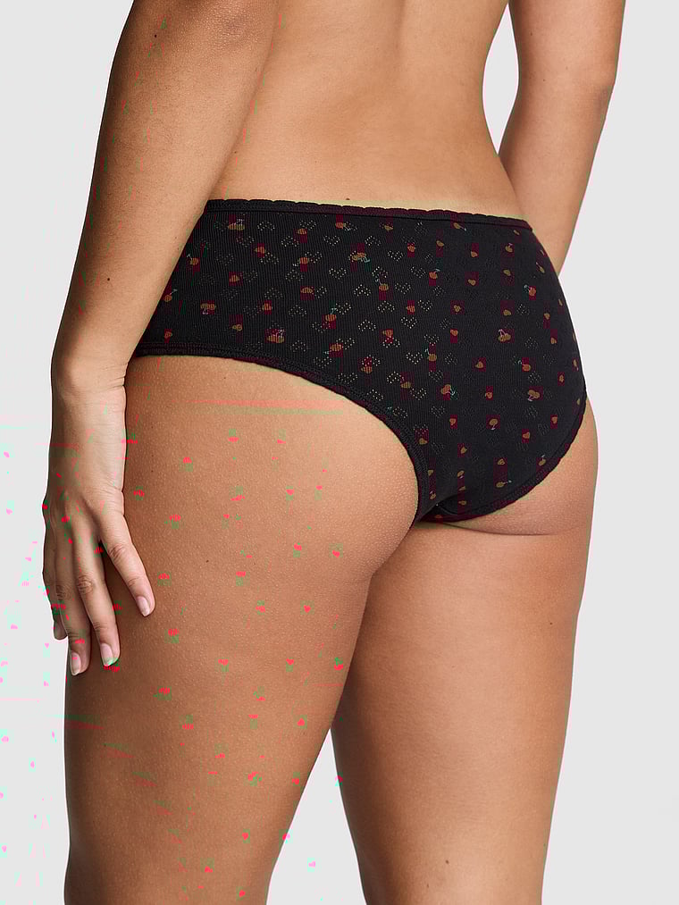 PINK Cotton  Cheeky Panty, Black Cherry Heart Print, onModelBack, 4 of 4 Eden is 5'8" or 173cm and wears Large