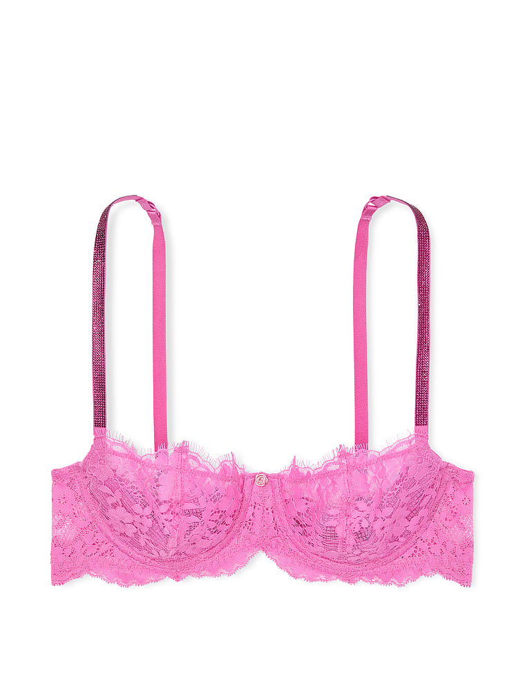 Victoria's Secret, Dream Angels Wicked Twinkle Lace Unlined Balconette Bra, offModelFront, 3 of 5