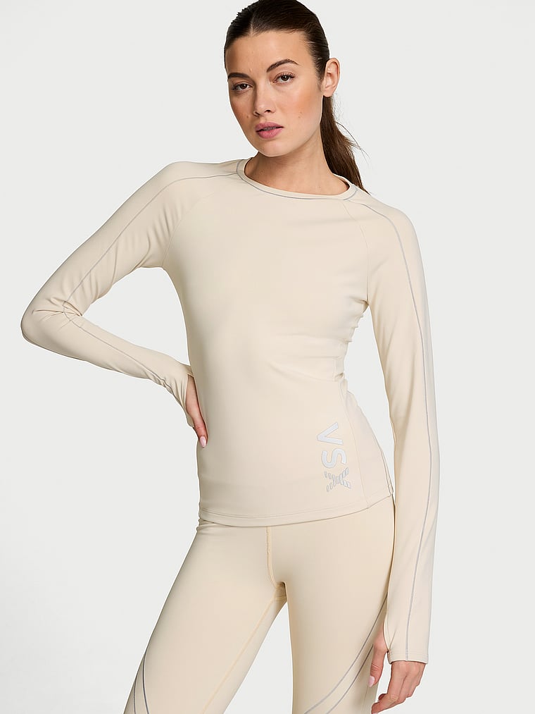 Victoria's Secret, VSX VSX Winter Crewneck, Classic Plaster, onModelFront, 1 of 4 Kennidy is 5'11" and wears Small
