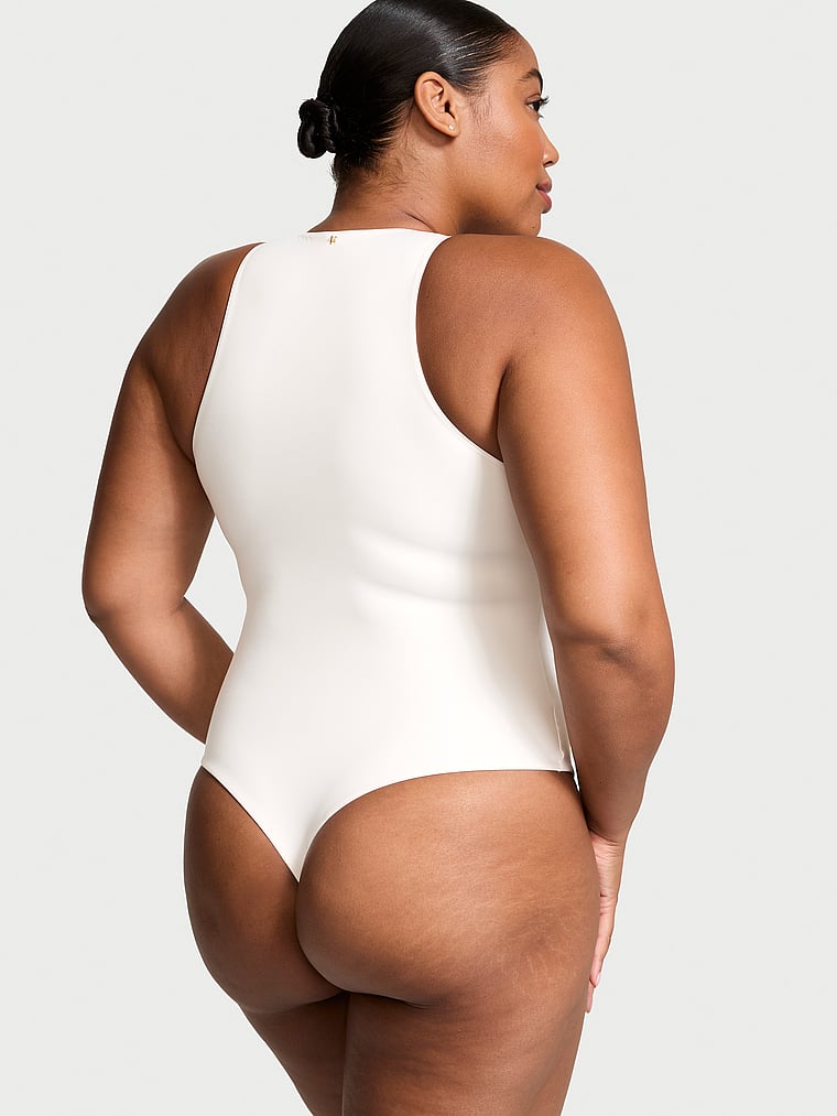 Victoria's Secret, Victoria's Secret Bodywear by Victoria's Secret with FeatherSoft™ Innovation Tank Bodysuit, Coconut White, onModelBack, 2 of 3 Brianna is 5'10" or 178cm and wears Extra Large