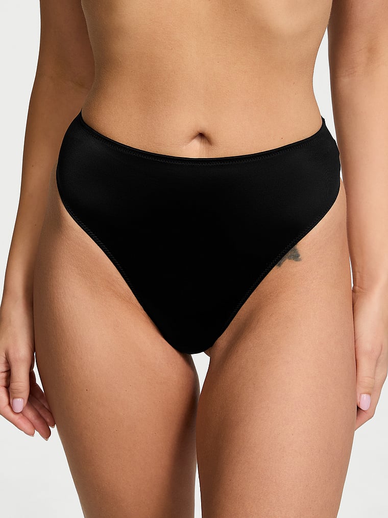 Victoria's Secret, Very Sexy Smooth High-Waist Strappy-Back Thong Panty, Black, onModelFront, 1 of 3 Kiana is 5'9" and wears Small