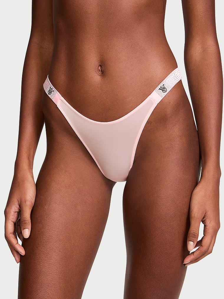 Victoria's Secret, Very Sexy Scattered Shine Strap Brazilian Panty, Angel Pink, onModelFront, 2 of 5