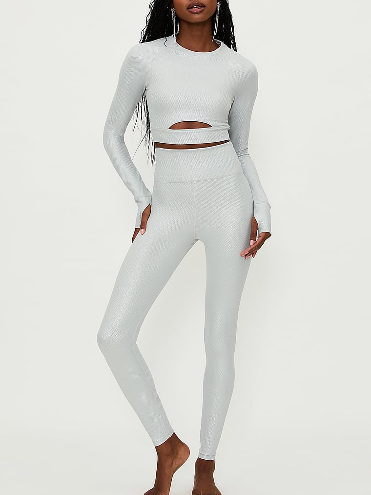 Victoria's Secret, Beach Riot Piper Waffle Legging, Silver Shine Waffle, detail, 3 of 3