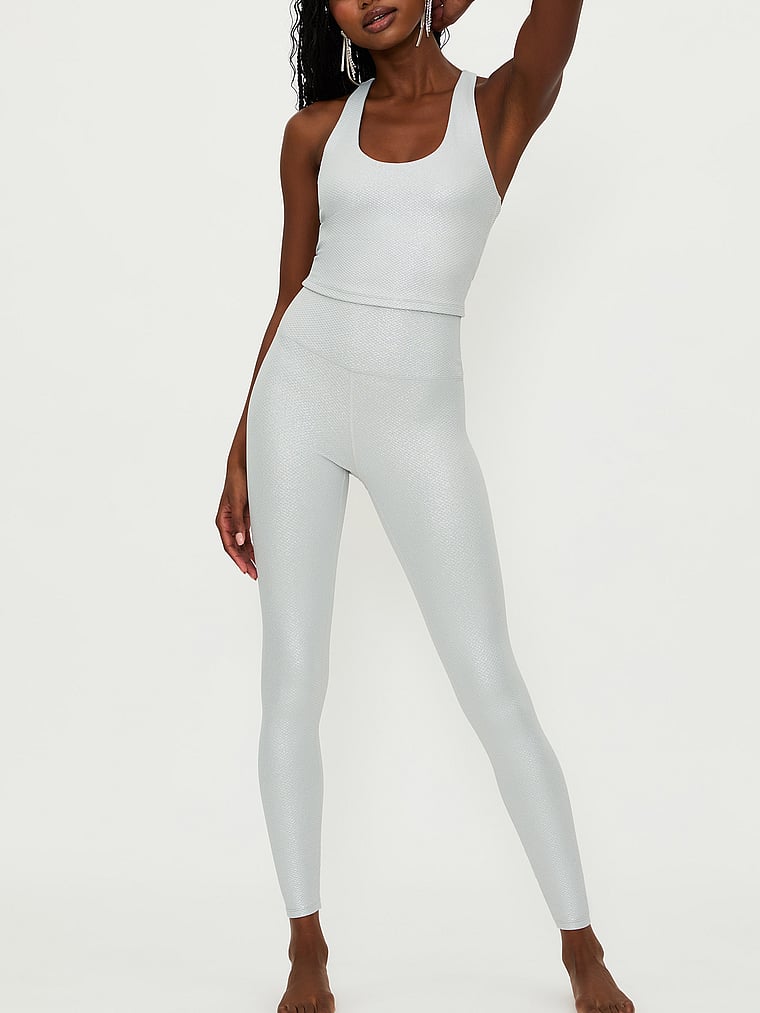 Victoria's Secret, Beach Riot Piper Waffle Legging, Silver Shine Waffle, onModelFront, 1 of 3