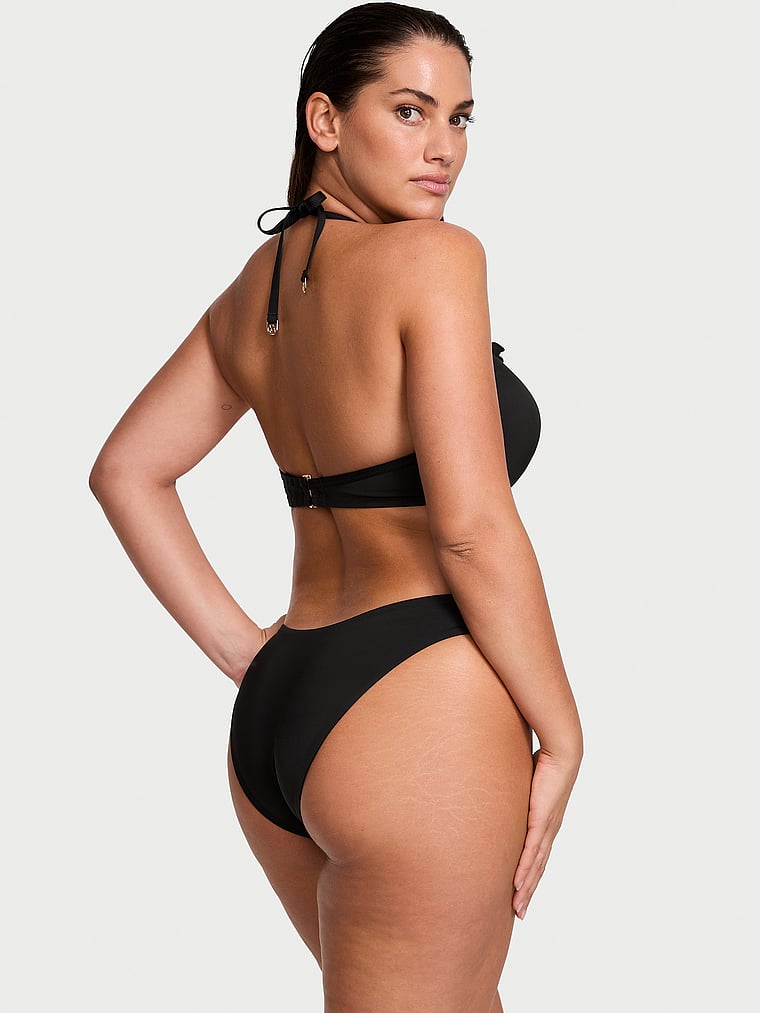 Victoria's Secret, Victoria's Secret Swim VS Archives Essential Ruffled Push-Up Bikini Top, Pure Black, onModelBack, 2 of 3 Lorena is 5'9" and wears 34DD (E) or Large