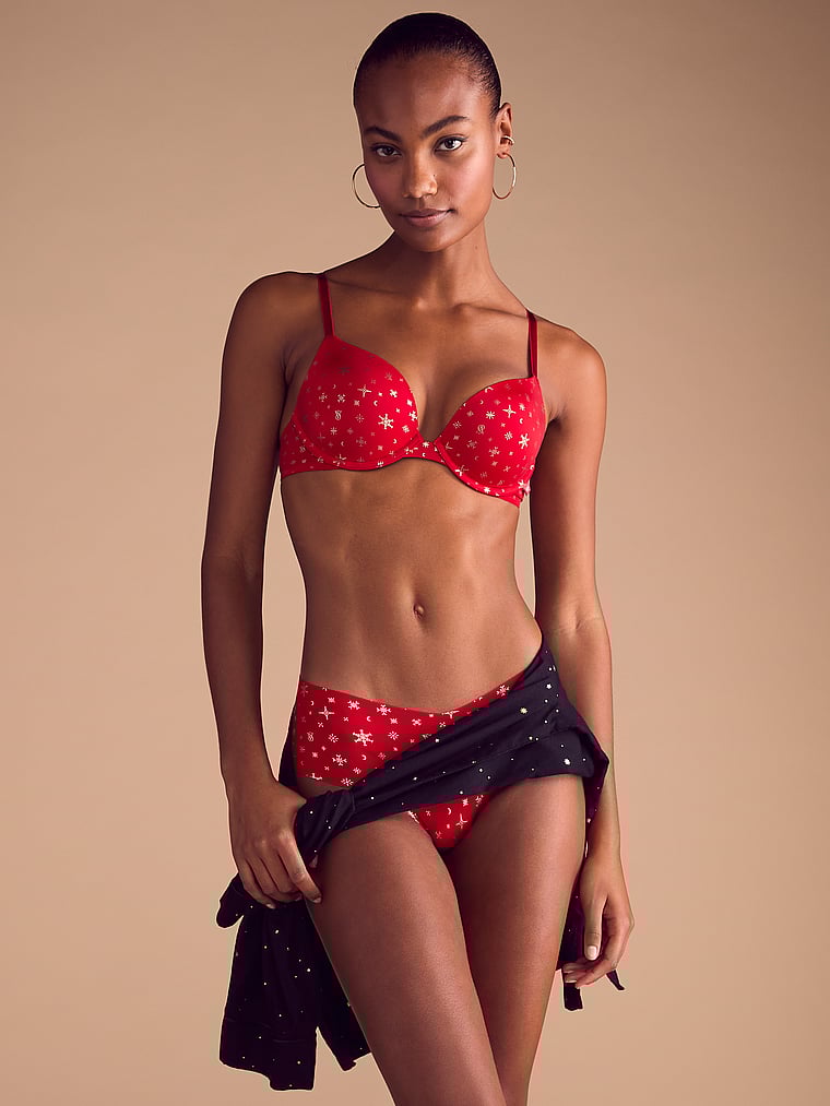 Victoria's Secret, Dream Angels Lace-Trim Adjustable String Bikini Panty, Campari Red, onModelSide, 4 of 4 Ange-Marie is 5'10" and wears Small
