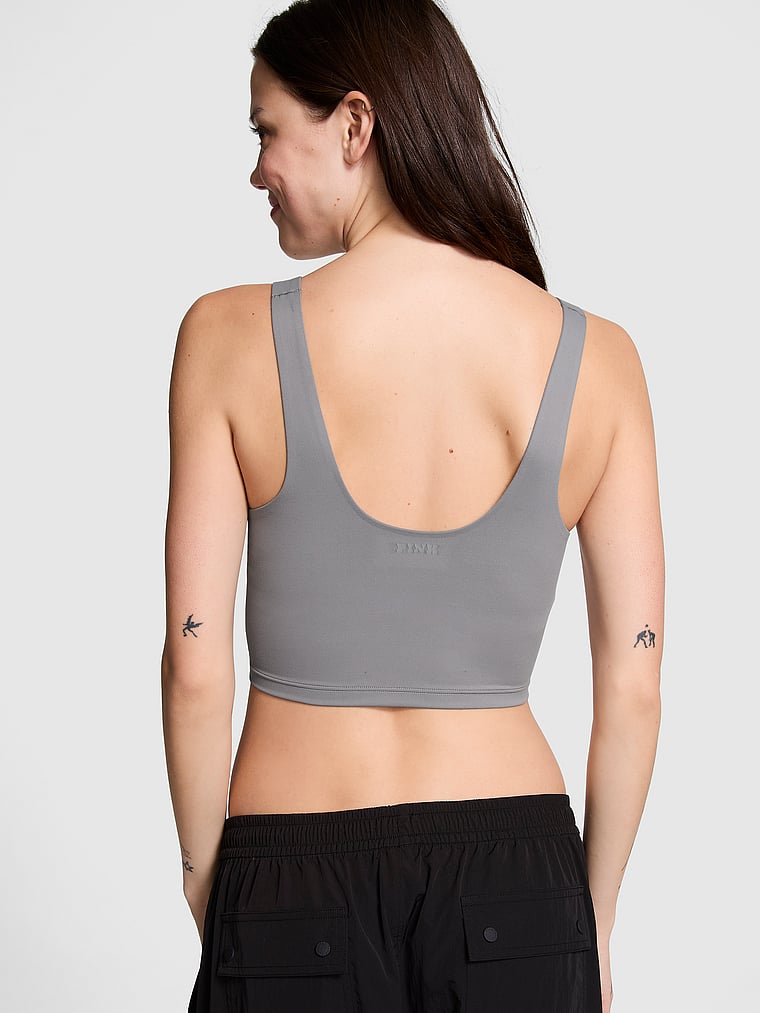 PINK Relay Bra Tank, Night Owl Grey, onModelBack, 3 of 4