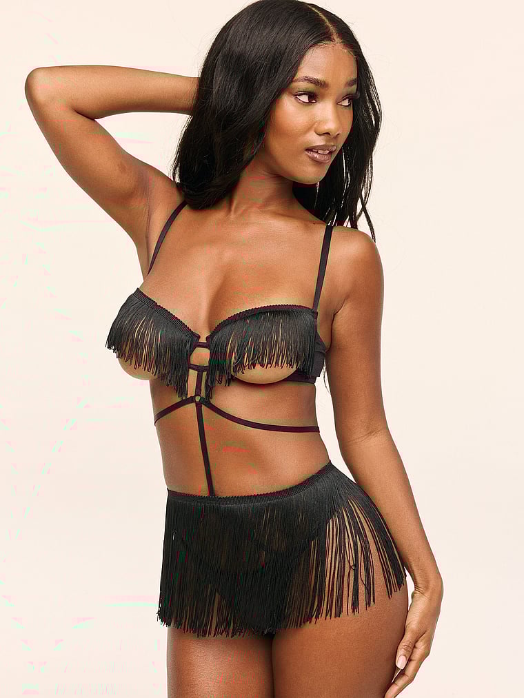 Victoria's Secret, Adore Me Neveah Teddy, Jet Black, onModelFront, 1 of 3
