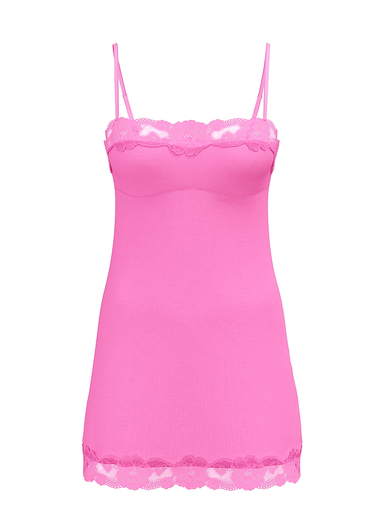 modal & lace trim straight-neck slip dress VS Modal Soft & Lace Trim Straight-Neck Slip Dress