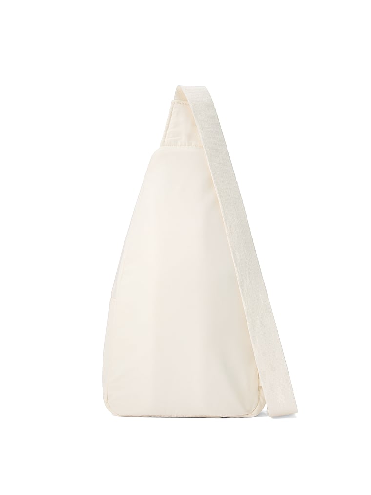 PINK Nylon Sling Backpack, White Shell, offModelBack, 4 of 4