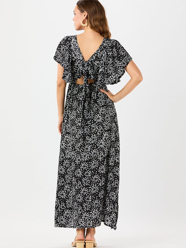 Victoria's Secret, Tiare Hawaii Bowie Maxi Dress, Batik Blooms Black, onModelBack, 2 of 3