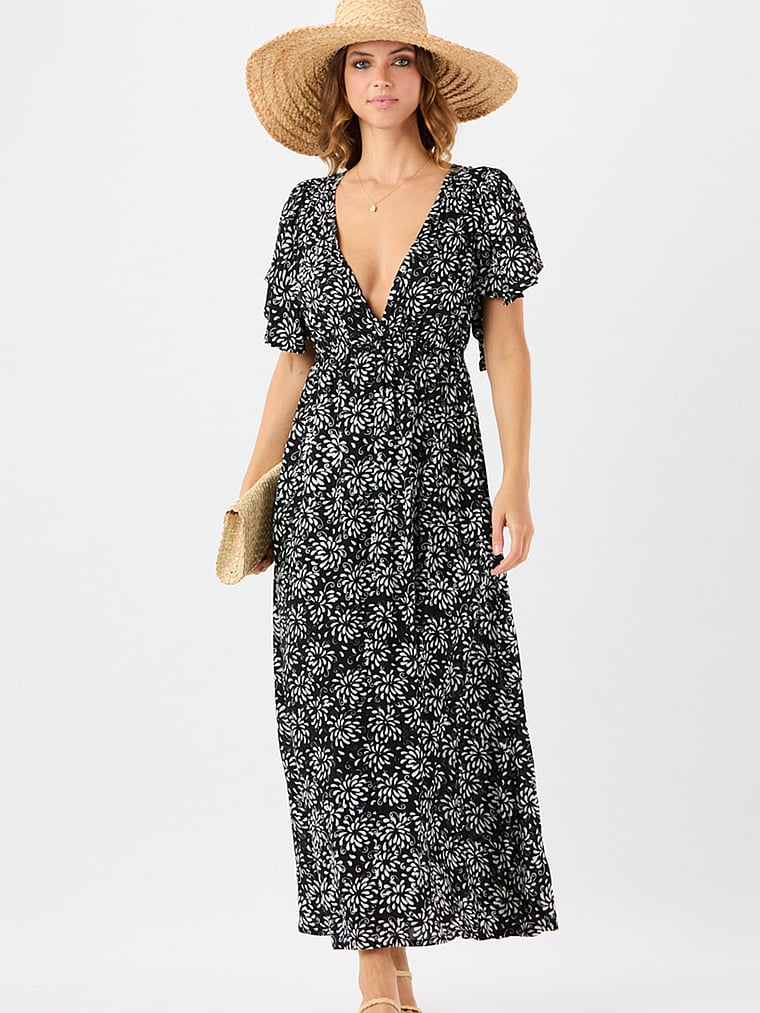 Victoria's Secret, Tiare Hawaii Bowie Maxi Dress, Batik Blooms Black, onModelFront, 1 of 3