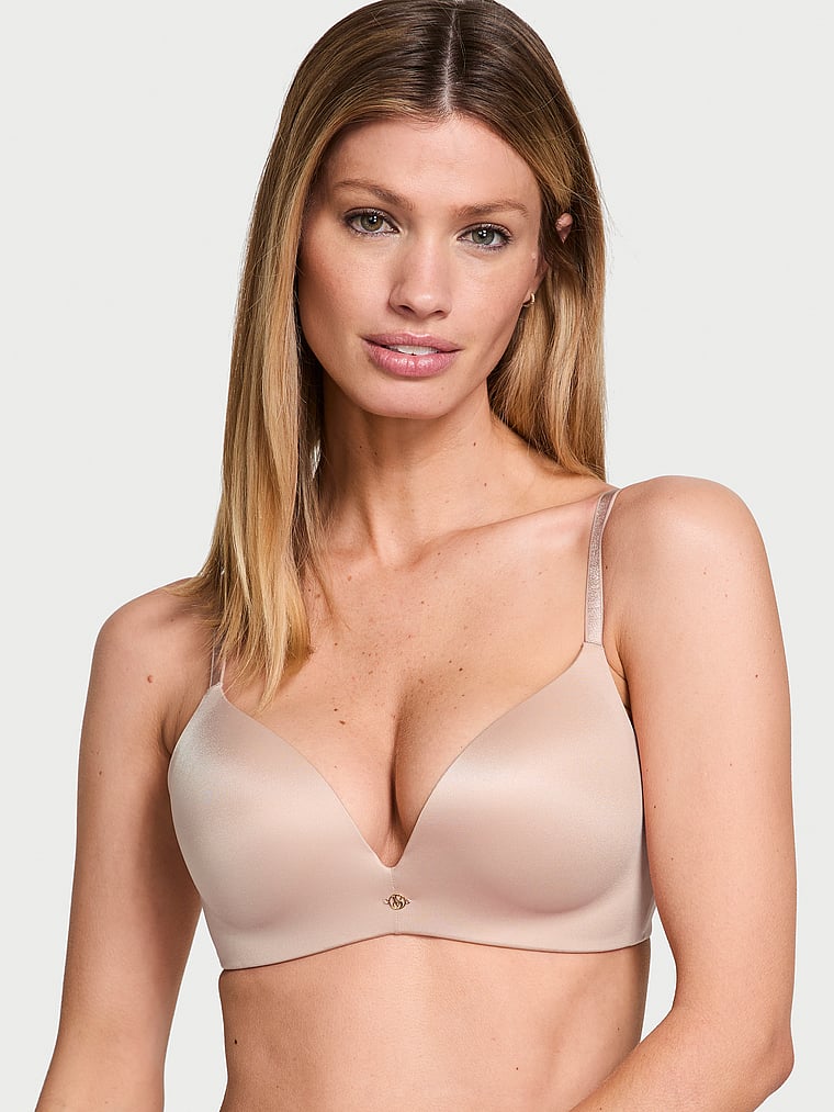 Victoria's Secret, Very Sexy So Obsessed Smooth Wireless Push-Up Bra, Macaron, onModelFront, 1 of 4 Maggie is 5'7" and wears 32B or Small