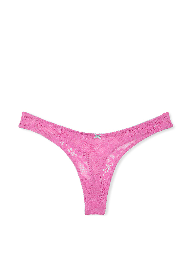 Victoria's Secret, Victoria's Secret Tease High-Leg Scoop Thong Panty, New Peony & Waterfall, offModelFront, 3 of 3
