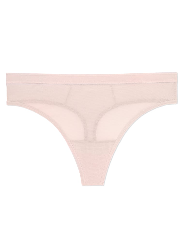 Victoria's Secret, Curvy Couture Sheer Mesh High-Cut Thong Panty, Blushing Rose, detail, 3 of 3