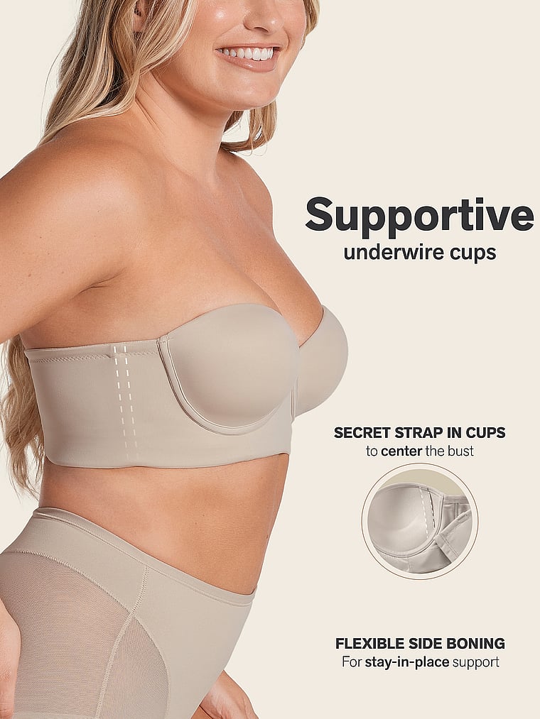 Victoria's Secret, Leonisa Shapewear Smoothing Strapless Longline Bra, detail, 6 of 8
