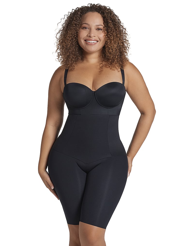 Victoria's Secret, Leonisa Shapewear Moderate Compression Extra High-Waisted Shaper Shorts, Black, onModelFront, 3 of 6