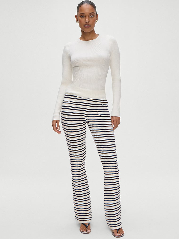 Victoria's Secret, Frankies Bikinis Camden Ribbed Knit Pants, Starlit Stripe, detail, 3 of 3