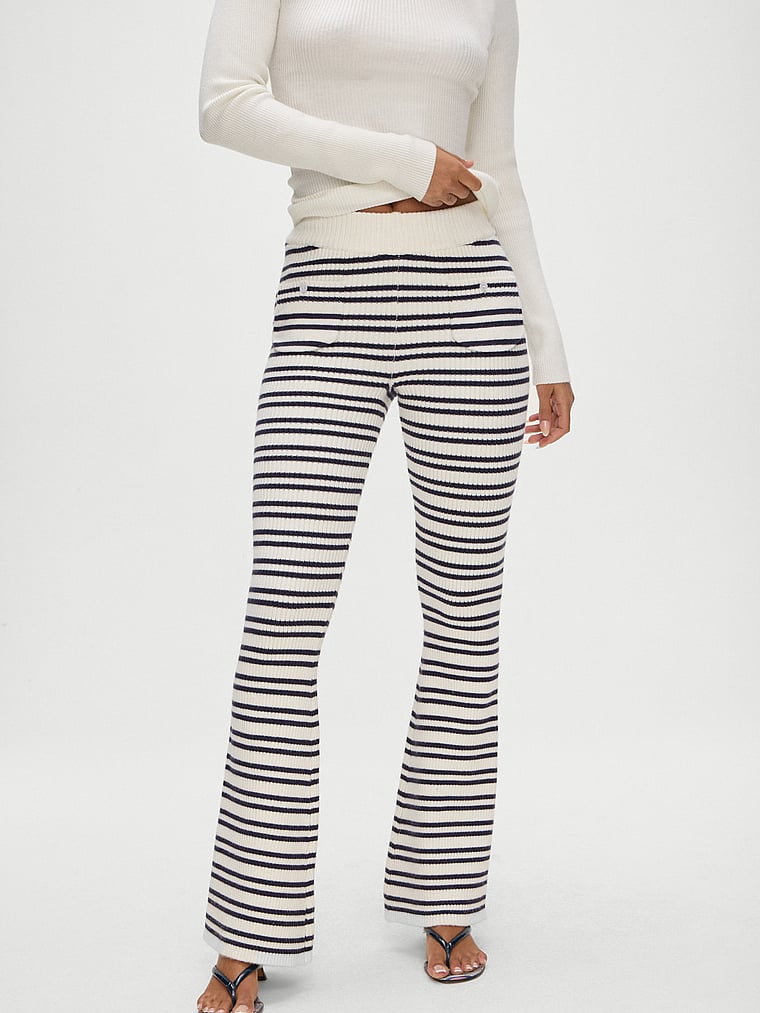 Victoria's Secret, Frankies Bikinis Camden Ribbed Knit Pants, Starlit Stripe, onModelFront, 1 of 3