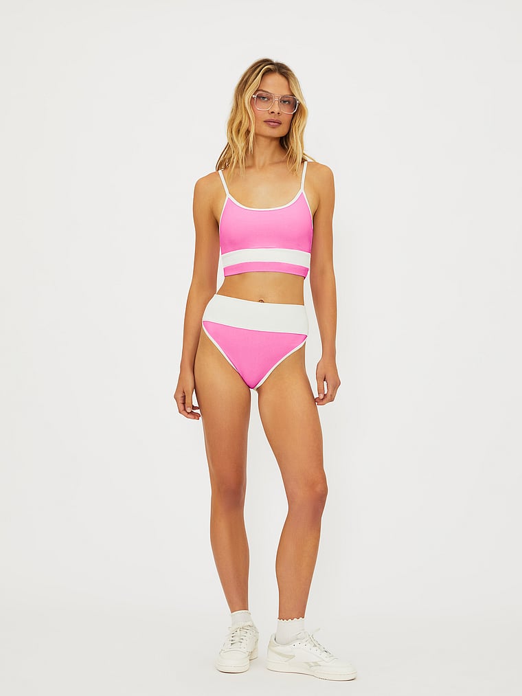 Victoria's Secret, Beach Riot Emmy Bikini Bottom, Prism Pink Stripe, detail, 3 of 3