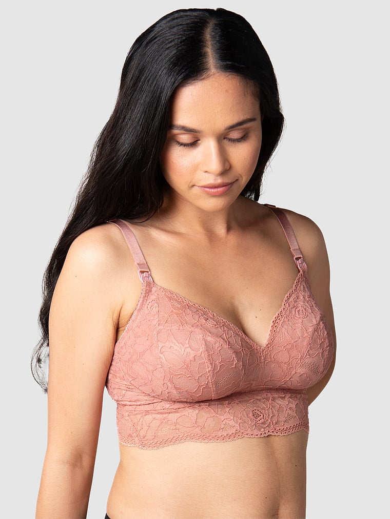 Victoria's Secret, Hotmilk Heroine Wireless Multifit Nursing Bra, Rose, onModelFront, 1 of 3