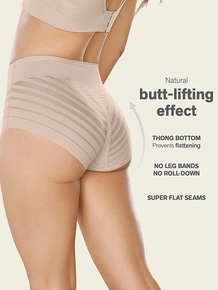 Victoria's Secret, Leonisa Shapewear Moderate Compression Undetectable Contouring Panty, Beige, detail, 4 of 5