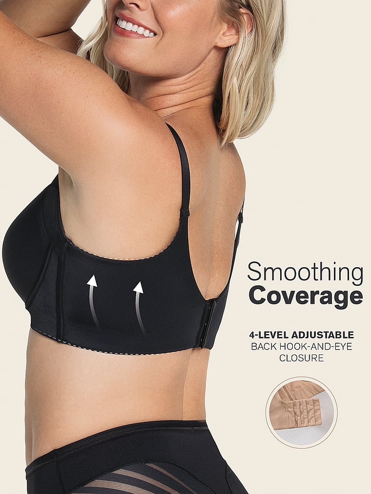 Victoria's Secret, Leonisa Shapewear Back Smoothing Full Coverage Bra, Black, onModelBack, 3 of 7