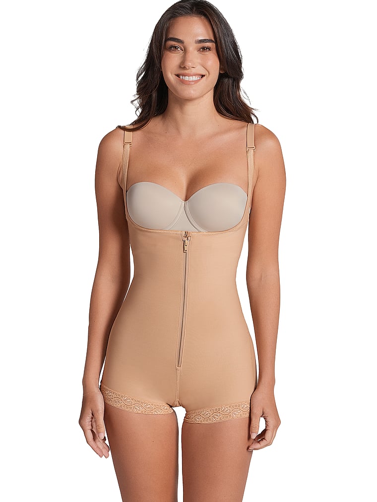 Victoria's Secret, Leonisa Shapewear  Extra-firm Compression Open Bust Body Shaper, Cognac, onModelFront, 2 of 7