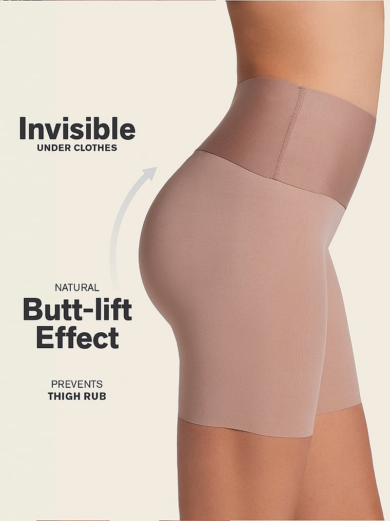 Victoria's Secret, Leonisa Shapewear Moderate Compression Stay-in-Place Seamless Slip Shorts, Brown, onModelBack, 4 of 7