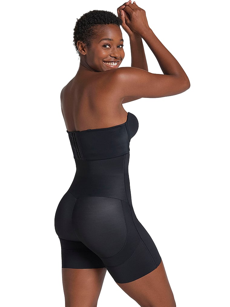 Victoria's Secret, Leonisa Shapewear Sculpting Strapless Step-In Body Shaper, Black, onModelBack, 2 of 3
