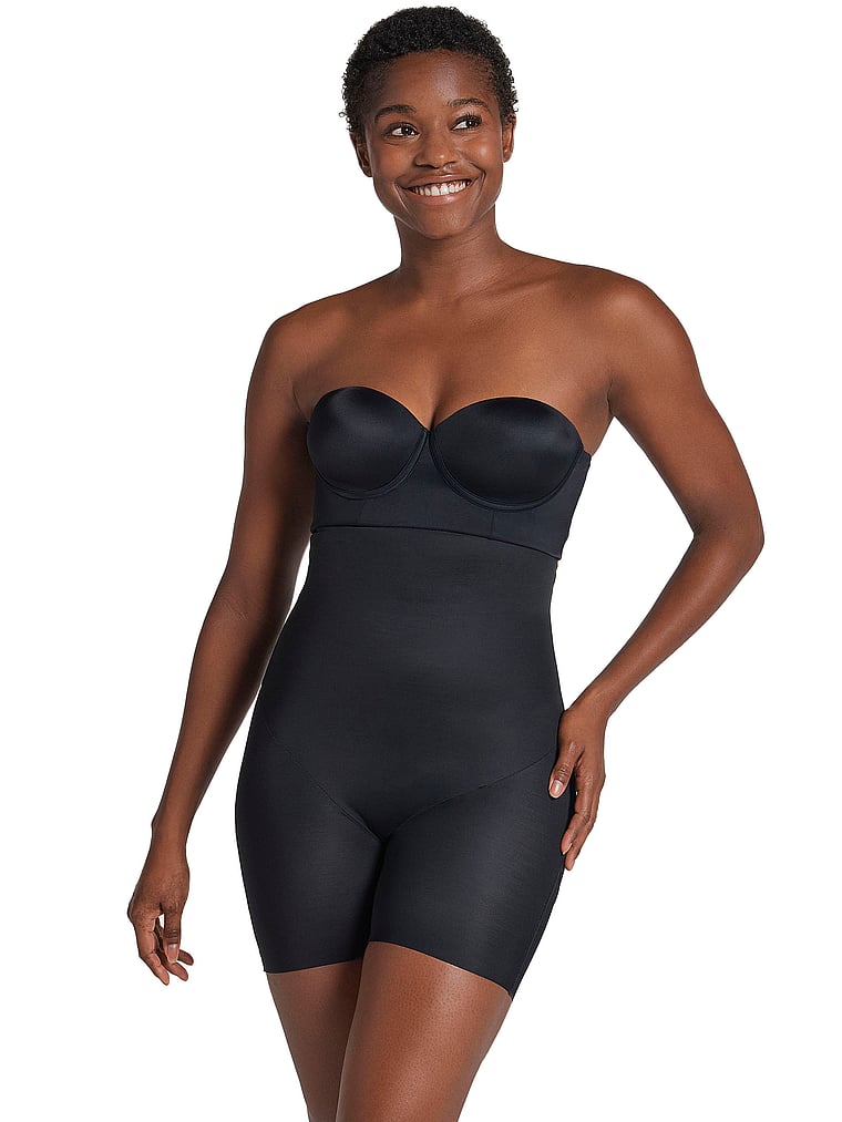 Victoria's Secret, Leonisa Shapewear Sculpting Strapless Step-In Body Shaper, Black, onModelFront, 1 of 3