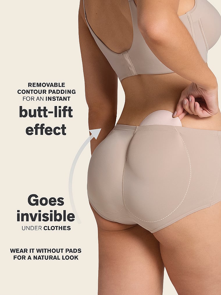 Victoria's Secret, Leonisa Shapewear Magic Instant Butt Lift Padded Panty, Beige, onModelBack, 2 of 3