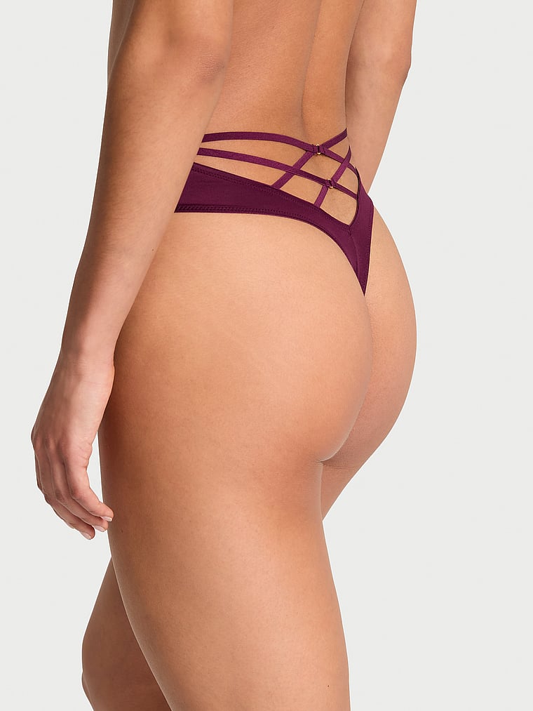 Victoria's Secret, Very Sexy Smooth High-Waist Strappy-Back Thong Panty, Kir, onModelBack, 4 of 4 Nikita  is 5'10" and wears Small