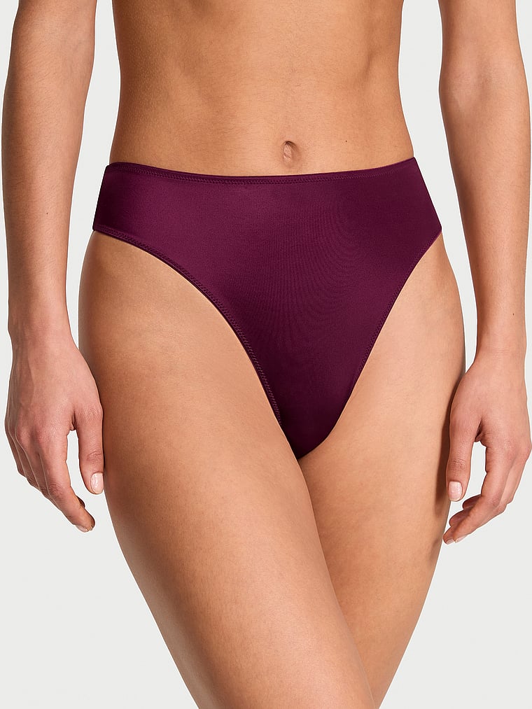 Victoria's Secret, Very Sexy Smooth High-Waist Strappy-Back Thong Panty, Kir, onModelFront, 3 of 4 Nikita  is 5'10" and wears Small