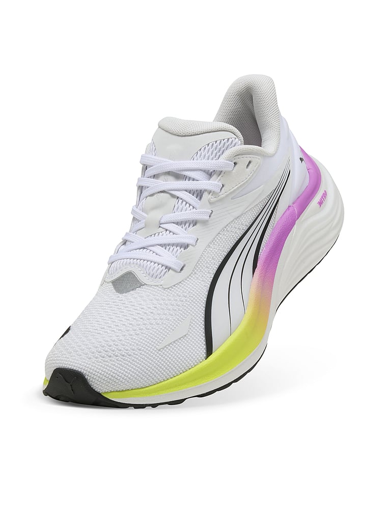 Puma Electrify NITRO 4 Running Shoe, Puma White-Yellow Alert-Pure Magenta, offModelFront, 3 of 4