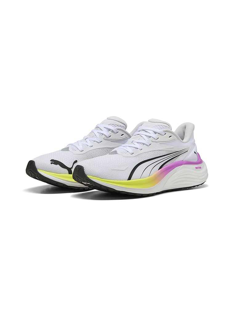 Puma Electrify NITRO 4 Running Shoe, Puma White-Yellow Alert-Pure Magenta, onModelBack, 2 of 4