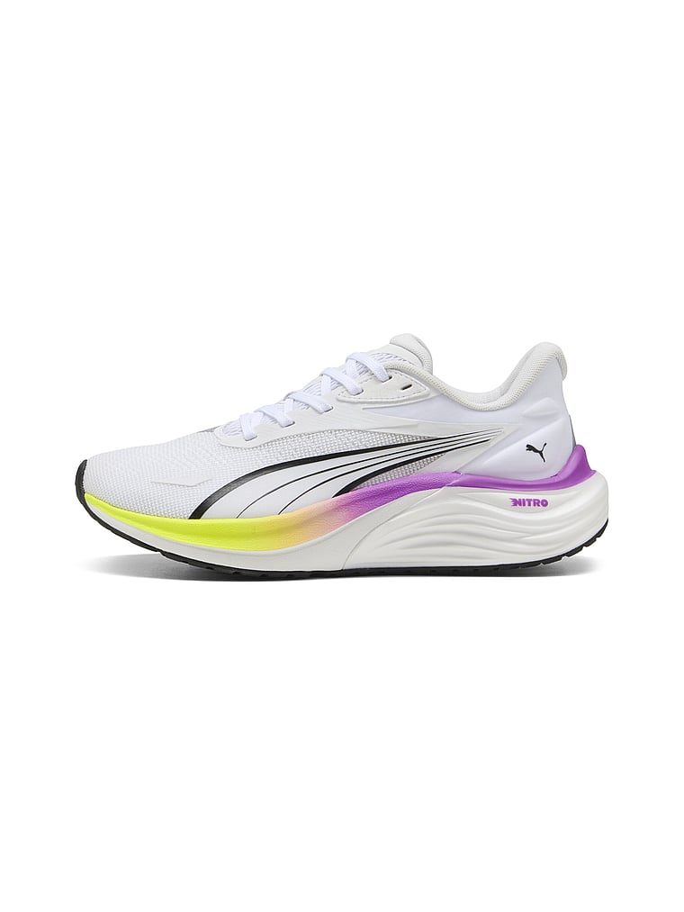 Puma Electrify NITRO 4 Running Shoe, Puma White-Yellow Alert-Pure Magenta, onModelFront, 1 of 4
