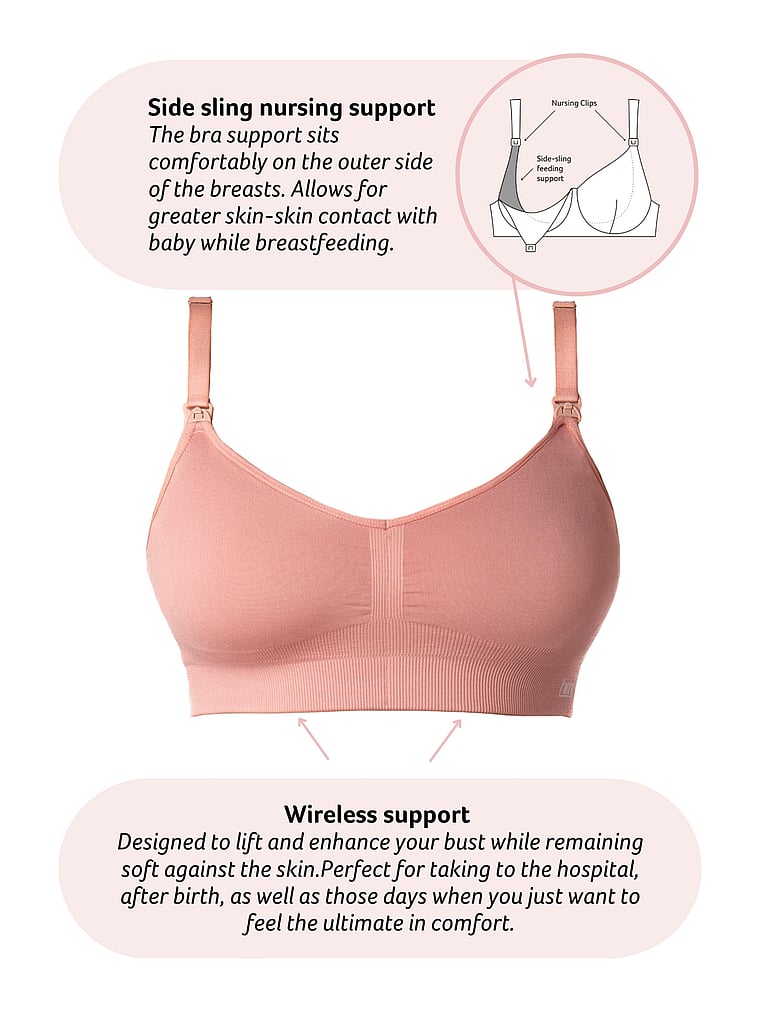 Victoria's Secret, Hotmilk My Necessity 2.0 Flexfit Wirefree Nursing Bra, Sunrise, onModelBack, 2 of 3