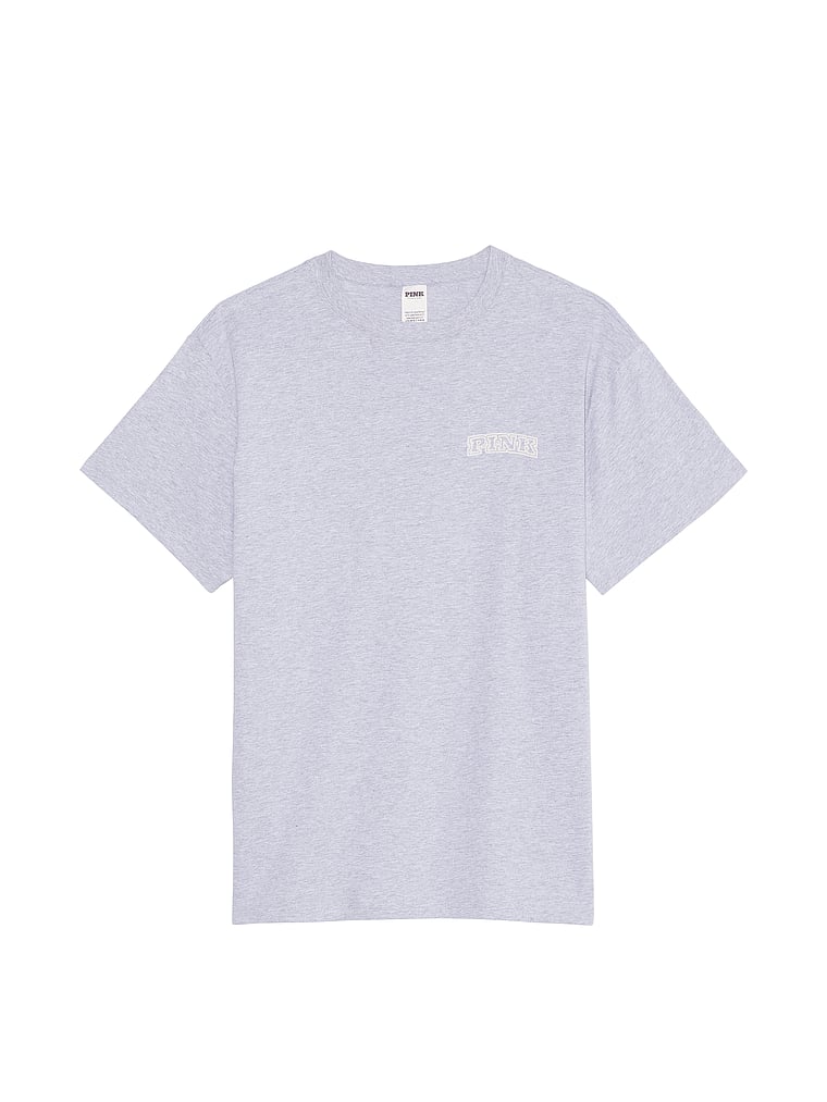 PINK Campus Cotton Tee, Medium Heather Grey, offModelFront, 3 of 3