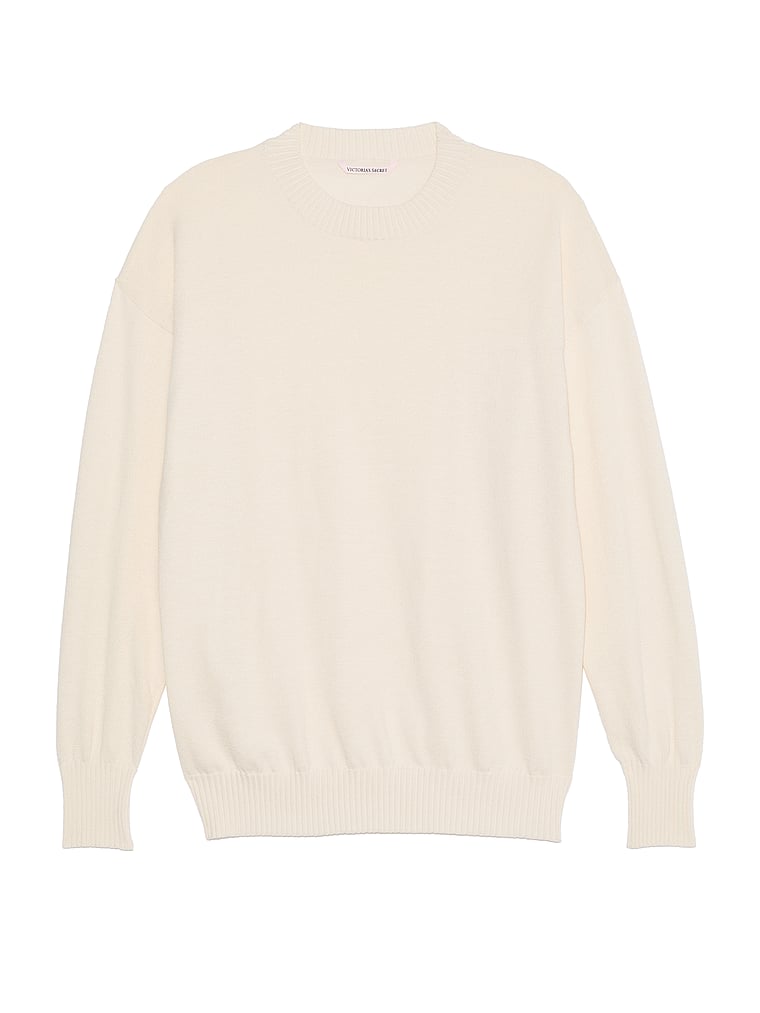 Victoria's Secret, Victoria's Secret Luxe Knit Crewneck Sweater, CANDLELIGHT, offModelFront, 3 of 4