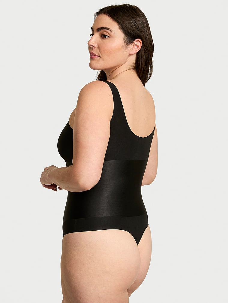 Victoria's Secret, Victoria's Secret Shapewear by Victoria SmoothingShimmer™ Bodysuit, Black, onModelBack, 2 of 4