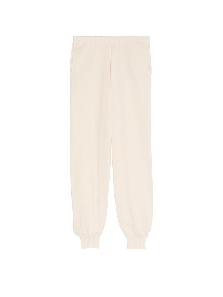 Victoria's Secret, Victoria's Secret Luxe Knit Jogger Pants, CANDLELIGHT, offModelFront, 3 of 4