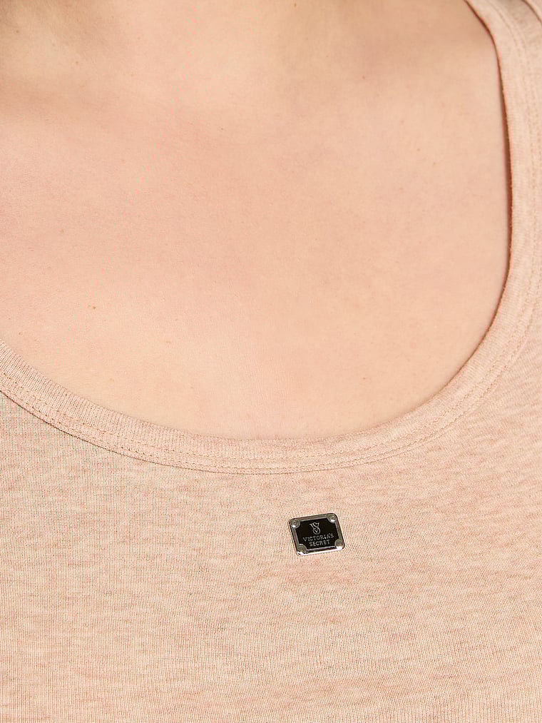 Victoria's Secret, Victoria's Secret 100% Cotton Tank & Pants Pajama Set, Heather Pretty Blush, detail, 4 of 4