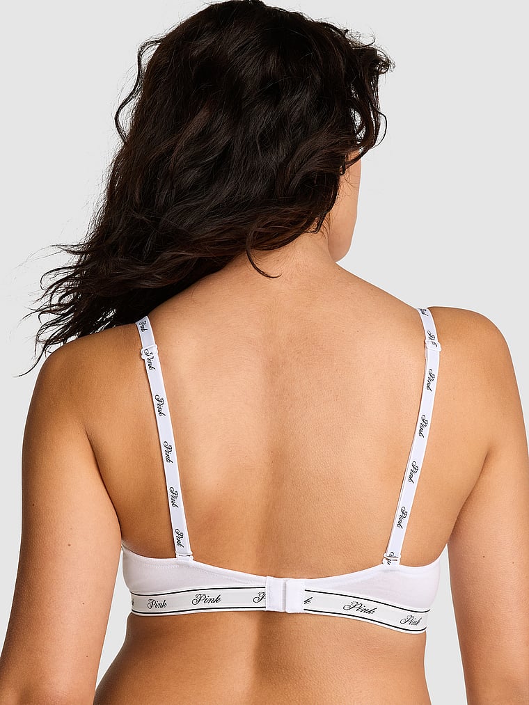 PINK Wear Everywhere Wear Everywhere Lightly Lined Full Coverage T-Shirt Bra, White, onModelBack, 2 of 3 Isabella is 5'9" or 175cm and wears 36B or Medium