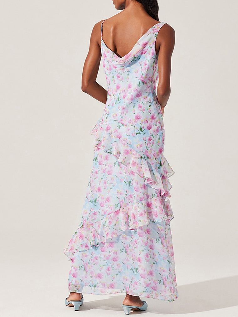 Victoria's Secret, Astr The Label Levina Dress, Blue Floral, onModelBack, 2 of 4